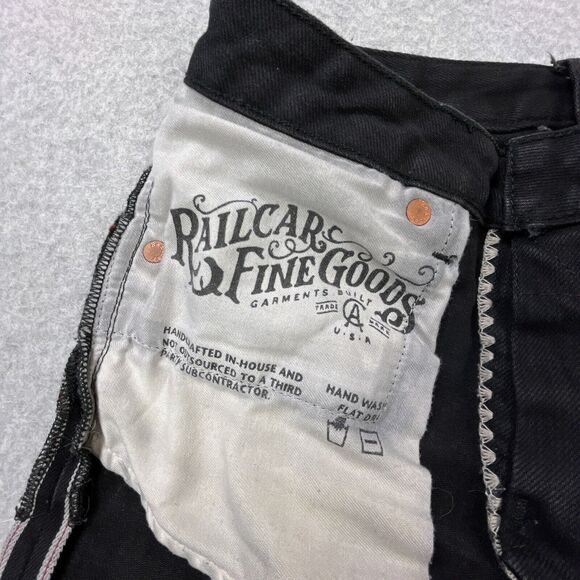 Railcar Fine Good Monrovia Jeans Womens 26 Black Selvedge Raw Denim Skinny USA - Picture 15 of 15